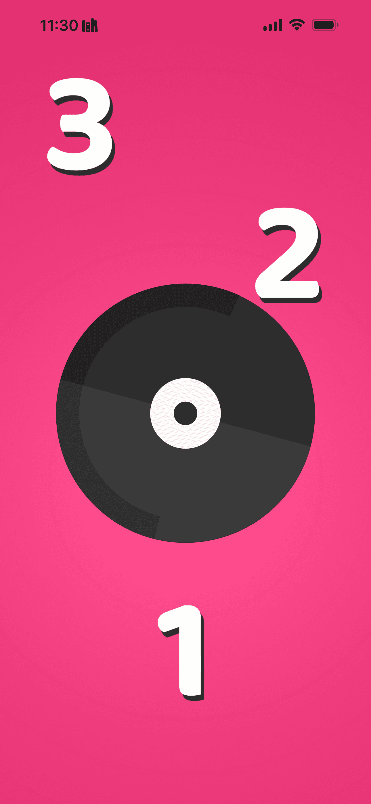 Countdown round screen with vinyl timer